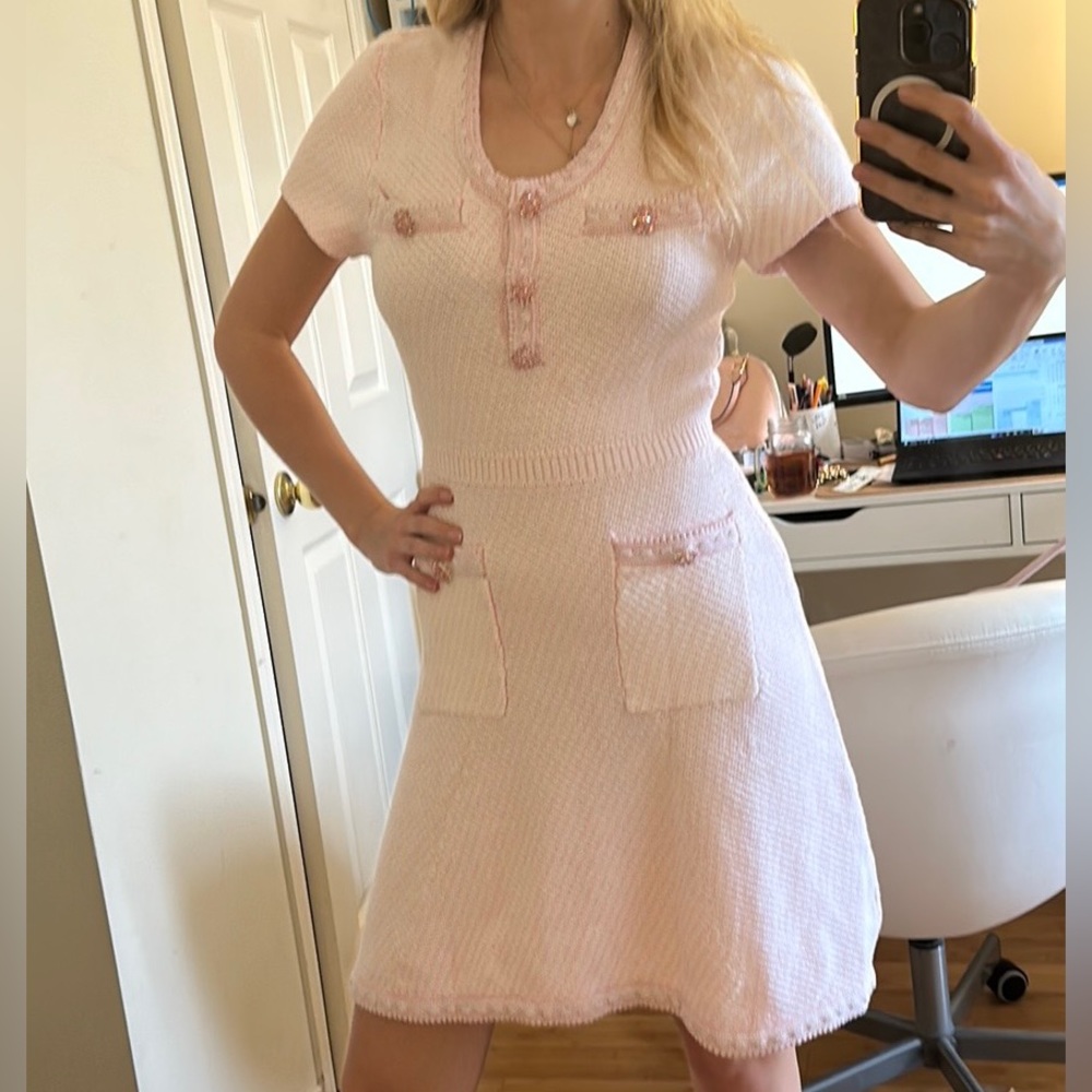 Self-Portrait Cotton Knit Mini Dress - Picture 2 of 12
